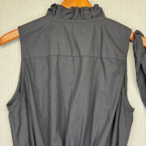 Sundays Mini Black Boho Sleeveless Poplin Dress Women Small Embroidered Belted - Picture 8 of 11